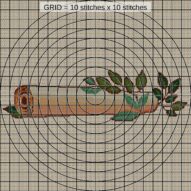 diploma-scroll close-up cross stitch detail showing color changes, confetti areas and stitch texture