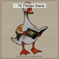 goose-reading-map-on-dock cross stitch start point map with highlighted thread start positions in the full design