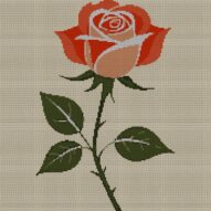 rose-with-thorns full cross stitch design mockup without frame, realistic embroidery preview