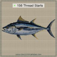 atlantic-bluefin-tuna-thu cross stitch start point map with highlighted thread start positions in the full design