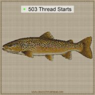 brown-trout-salmo-trutta cross stitch start point map with highlighted thread start positions in the full design