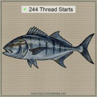 giant-trevally-caranx-ign cross stitch start point map with highlighted thread start positions in the full design