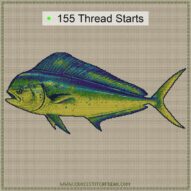 mahi-mahi-coryphaena-hipp cross stitch start point map with highlighted thread start positions in the full design