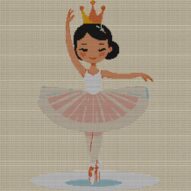 ballerina-with-crown full cross stitch design mockup without frame, realistic embroidery preview