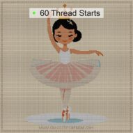 ballerina-with-crown cross stitch start point map with highlighted thread start positions in the full design