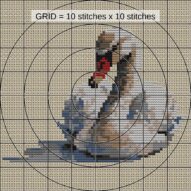 swan-wearing-pearl-neckla close-up cross stitch detail showing color changes, confetti areas and stitch texture
