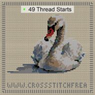 swan-wearing-pearl-neckla cross stitch start point map with highlighted thread start positions in the full design