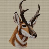 pronghorn-antilocapra-ame full cross stitch design mockup without frame, realistic embroidery preview