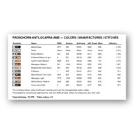 pronghorn-antilocapra-ame thread color chart with DMC, Anchor, Sullivans, J&P Coats and Maxi color references