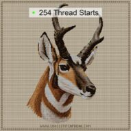 pronghorn-antilocapra-ame cross stitch start point map with highlighted thread start positions in the full design