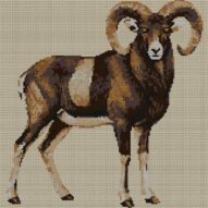 european-mouflon-ovis-gme full cross stitch design mockup without frame, realistic embroidery preview