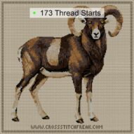 european-mouflon-ovis-gme cross stitch start point map with highlighted thread start positions in the full design