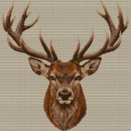 red-deer-cervus-elaphus-0 full cross stitch design mockup without frame, realistic embroidery preview