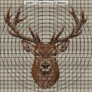 red-deer-cervus-elaphus-0 close-up cross stitch detail showing color changes, confetti areas and stitch texture