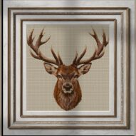 red-deer-cervus-elaphus-0 alternative framed cross stitch mockup, realistic finished embroidery presentation
