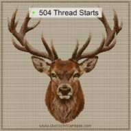 red-deer-cervus-elaphus-0 cross stitch start point map with highlighted thread start positions in the full design