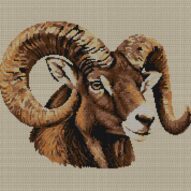 bighorn-sheep-ovis-canade full cross stitch design mockup without frame, realistic embroidery preview