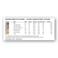 bighorn-sheep-ovis-canade thread color chart with DMC, Anchor, Sullivans, J&P Coats and Maxi color references