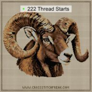 bighorn-sheep-ovis-canade cross stitch start point map with highlighted thread start positions in the full design