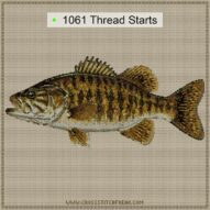 smallmouth-bass-micropter cross stitch start point map with highlighted thread start positions in the full design