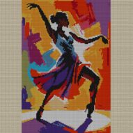 jazz-dancer-pose full cross stitch design mockup without frame, realistic embroidery preview