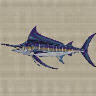 blue-marlin-makaira-nigri full cross stitch design mockup without frame, realistic embroidery preview