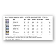 blue-marlin-makaira-nigri thread color chart with DMC, Anchor, Sullivans, J&P Coats and Maxi color references