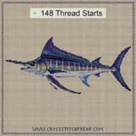 blue-marlin-makaira-nigri cross stitch start point map with highlighted thread start positions in the full design