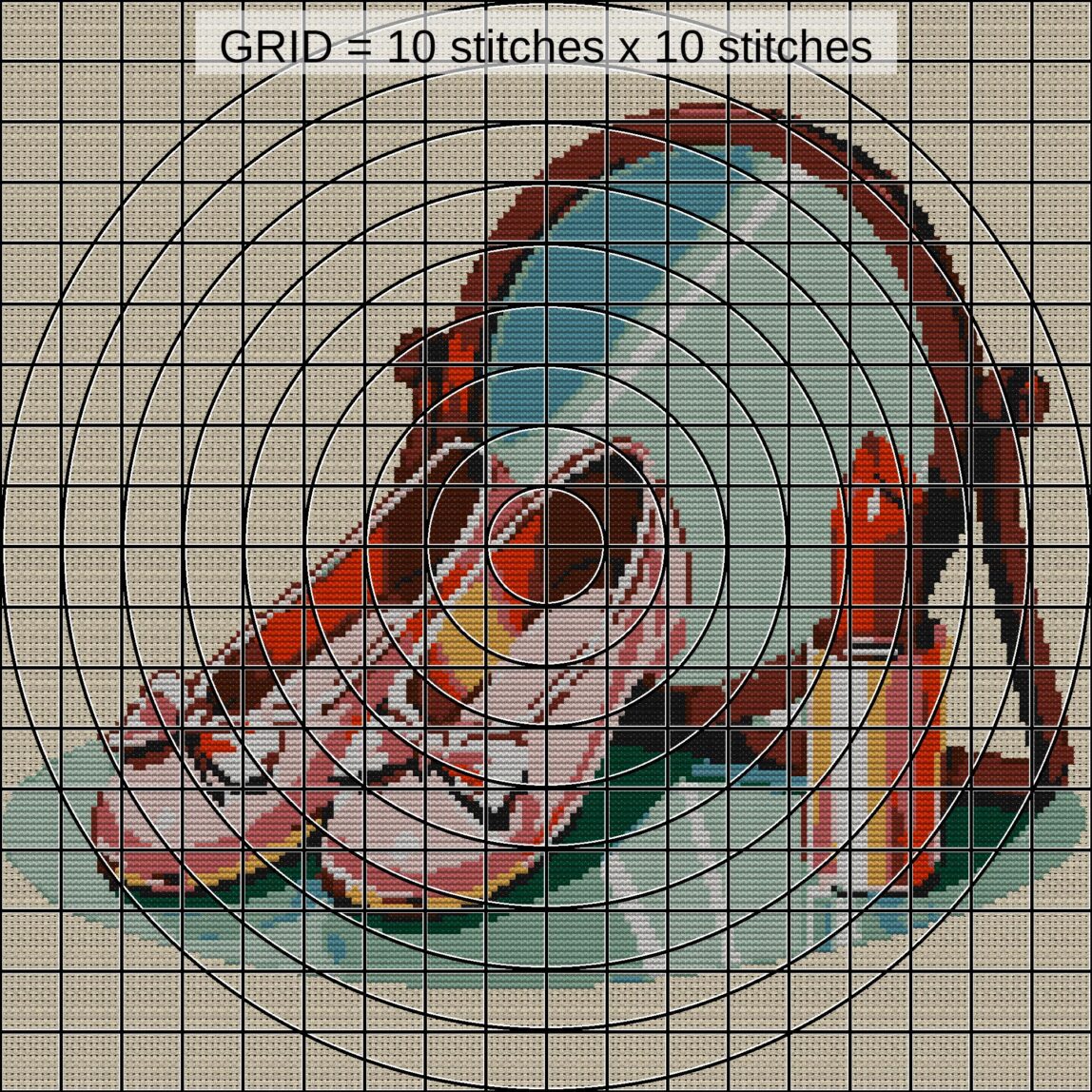 ballet-slippers zoomed stitching detail ballet-slippers close-up cross stitch detail showing color changes, confetti areas and stitch texture