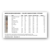 american-bison-bison-biso thread color chart with DMC, Anchor, Sullivans, J&P Coats and Maxi color references
