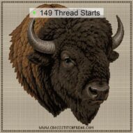 american-bison-bison-biso cross stitch start point map with highlighted thread start positions in the full design