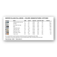 winter-village-full-moon thread color chart with DMC, Anchor, Sullivans, J&P Coats and Maxi color references