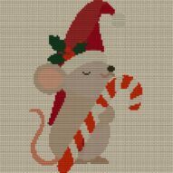 christmas-mouse-large-can full cross stitch design mockup without frame, realistic embroidery preview