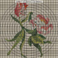 tulip-dances-with-peony close-up cross stitch detail showing color changes, confetti areas and stitch texture